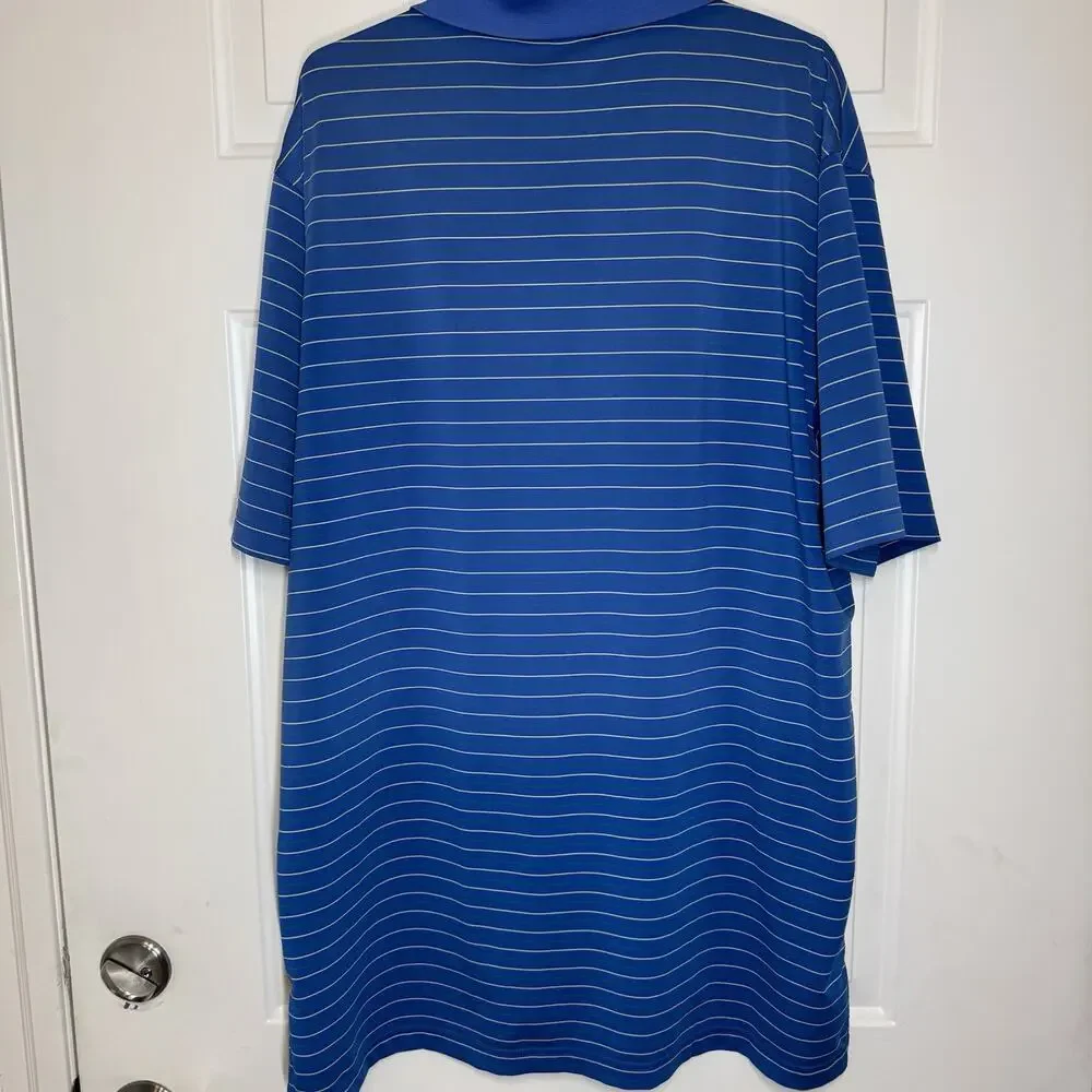Peter Millar Men's Summer Comfort Golf Polo Shirt Large Blue Stripe Performance - Picture 5 of 8